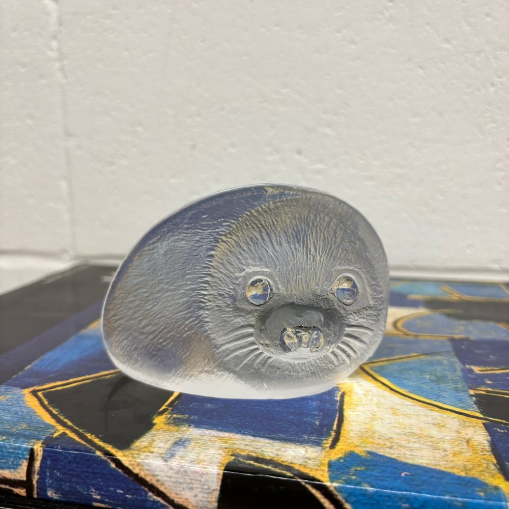 Matts Jonasson Crystal Baby Seal Figurine Signed